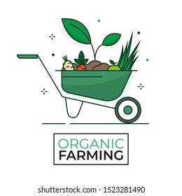 Harvesting food organic icon - Wheelbarrow - Organic Farming - Editable stroke