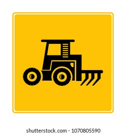 harvesting machine icon in yellow background
