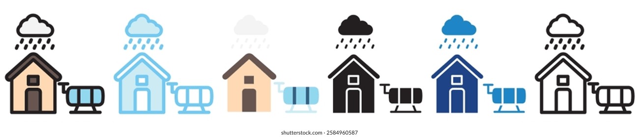 Harvesting multi-style icon, outline, flat, glyph, dual tone, line color, UI, UX kit, app and web development, digital or print. For industry, education, ecology, environment, water treatment theme.