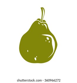 Harvesting symbol, vector fruit isolated. Single organic sweet pear, healthy food idea design icon.