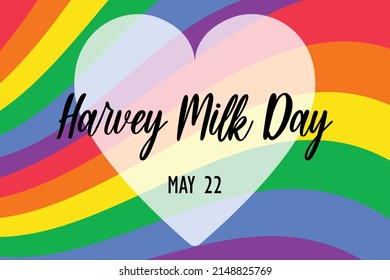 Harvey Milk Day on May 22 - horizontal banner template. rainbow LGBTQ gay pride flag colors striped background. Vector illustration.