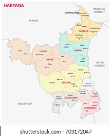 Mapa administrativo y político de Haryana, India