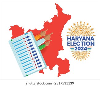  Ilustración de la elección de la Asamblea de Haryana 2024 con mapa y diseño de la máquina de votación