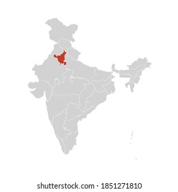 Haryana Highlighted On India Map Eps Stock Vector (Royalty Free ...