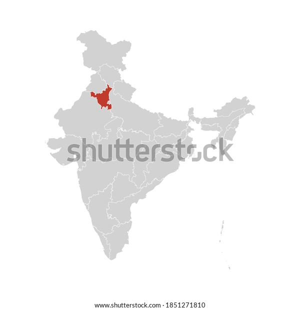 Haryana Highlighted On India Map Eps Stock Vector (Royalty Free) 1851271810