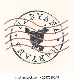 Haryana, India Stamp Map Postal. Silhouette. Passport Round Design. Vector Icon. Design Retro Travel National Symbol.