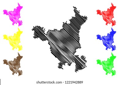 Haryana (States and union territories of India, Federated states, Republic of India) map vector illustration, scribble sketch Haryana state map