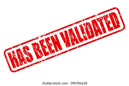 Has been validated red stamp text on white