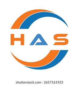 TIENE diseño de letra. Diseño de logotipo de tecnología de letras HAS sobre fondo blanco. HAS Monogram diseño de logotipo para el empresario y los negocios