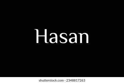 Hasan - Muslim name - Islamic name - beautiful font style - vector names in White Color on Black Background