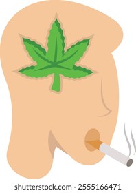 Hash affected Person isometric concept, psychonautics or flower child face side view vector icon design, Cannabis and marijuana symbol, thca and cbda sign, recreational herbal drug stock illustration