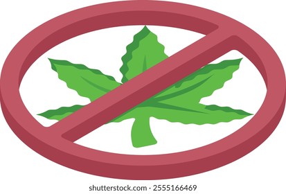 Hash Banned Area isometric concept, Smoking Edibles Hemp Weed not allowed vector icon design, Cannabis and marijuana symbol, thca and cbda sign, recreational herbal drug stock illustration