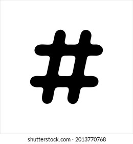 Hash black vector icon on white background.