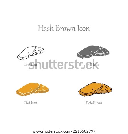 Hash Brown, Fill, Flat, Outline, Detail Color Icons and Icon set in vector Illustration - Fast Food