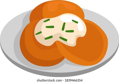 Hash Browns, Illustration, Vector On White Background