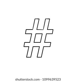 Hash hand drawn outline doodle icon. Internet communication and social media post vector sketch illustration for print, web, mobile and infographics isolated on white background.