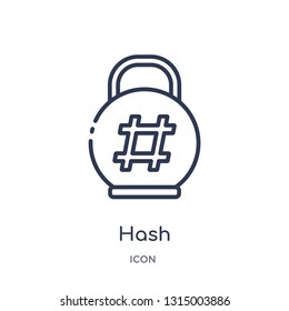 hash icon from security outline collection. Thin line hash icon isolated on white background.