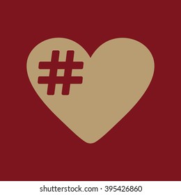 The hash love icon. Hashtag heart symbol. Flat Vector illustration