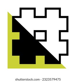 Hash Mark with Green Triangle Geometric Shape Vector Illustration