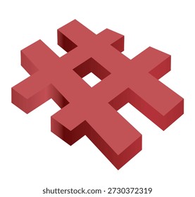 Hash mark sign 3D. vector