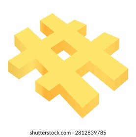 Hash mark sign 3D. vector