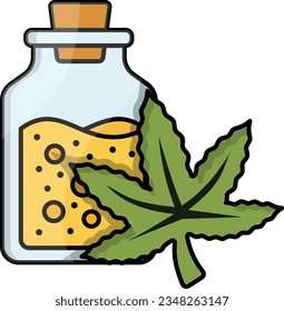 Concepto de extracción de aceite de hash, diseño de iconos de vectores líquidos de maleza, símbolo de cannabis y marihuana, signo de thc y cbd, ilustración recreativa de la población de drogas de origen vegetal