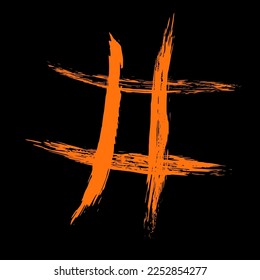 The hash on a black background is drawn by hand with a brush.