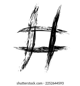 The hash on a white background is drawn by hand with a brush.