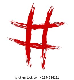 The hash on a white background is drawn by hand with a brush.