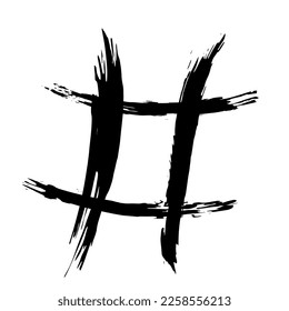 The hash on a white background is drawn by hand with a brush.