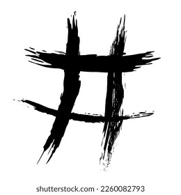 The hash on a white background is drawn by hand with a brush.