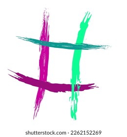 The hash on a white background is drawn by hand with a brush.