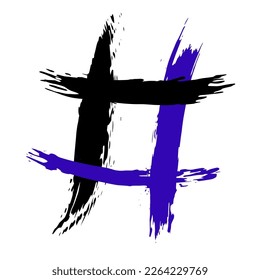 The hash on a white background is drawn by hand with a brush.