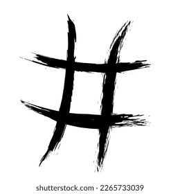 The hash on a white background is drawn by hand with a brush.