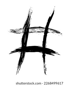 The hash on a white background is drawn by hand with a brush.