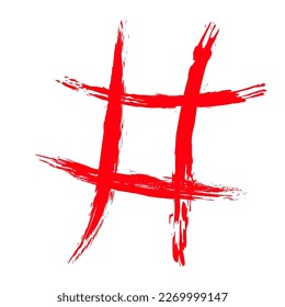 The hash on a white background is drawn by hand with a brush.