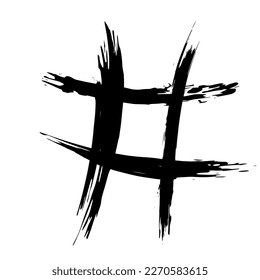 The hash on a white background is drawn by hand with a brush.