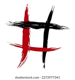 The hash on a white background is drawn by hand with a brush.