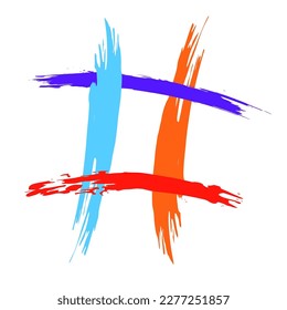 The hash on a white background is drawn by hand with a brush.