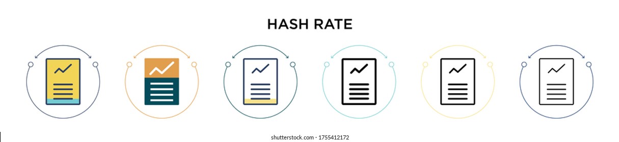 Hash rate icon in filled, thin line, outline and stroke style. Vector illustration of two colored and black hash rate vector icons designs can be used for mobile, ui, web
