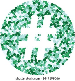 Hash Sharp sign color distributed circles dots illustration