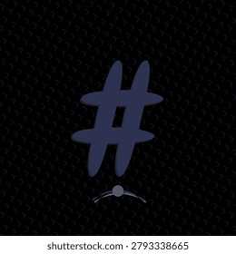 HASH stylized character visual with cross grid edge accents pattern and philatelic edge frame mask