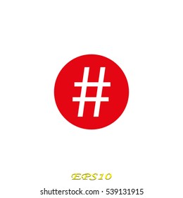 hash tag, circle, icon, vector illustration EPS 10