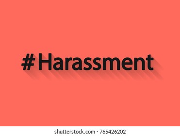 The hash tag Harassment with shadow in flat style