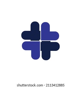 Hash tag heart simple vector logo. blue color in white background.