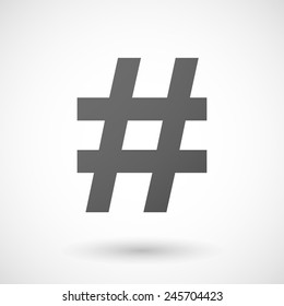 hash tag   icon with shadow on white background