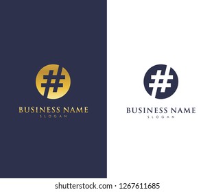 Hash Tag Logo Template, Mild, Simple, Modern Elegant Logo Vector Design Eps 10 with luxury gold color