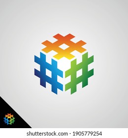 Hash-Tag-Symbol mit Cube-Konzept
