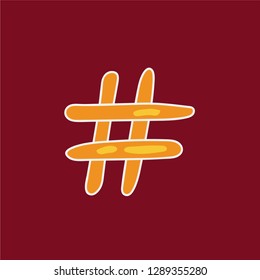 hash tag vector. hand drawn icon. food illustration. editable stroke.