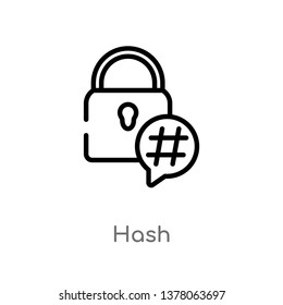 hash vector line icon. Simple element illustration. hash outline icon from security concept. Can be used for web and mobile